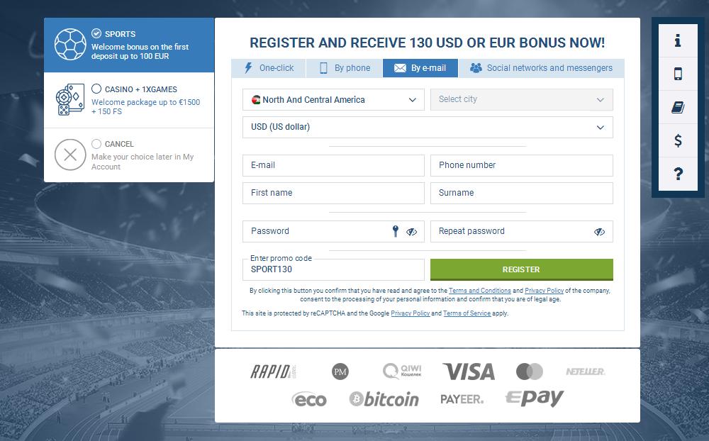 1XBET by Email